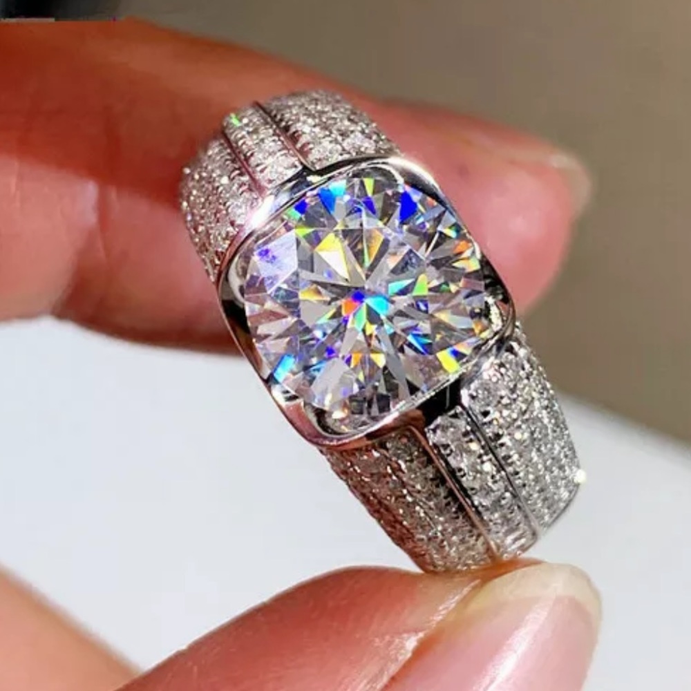 NEW 925 SILVER DIAMOND HALO RING
